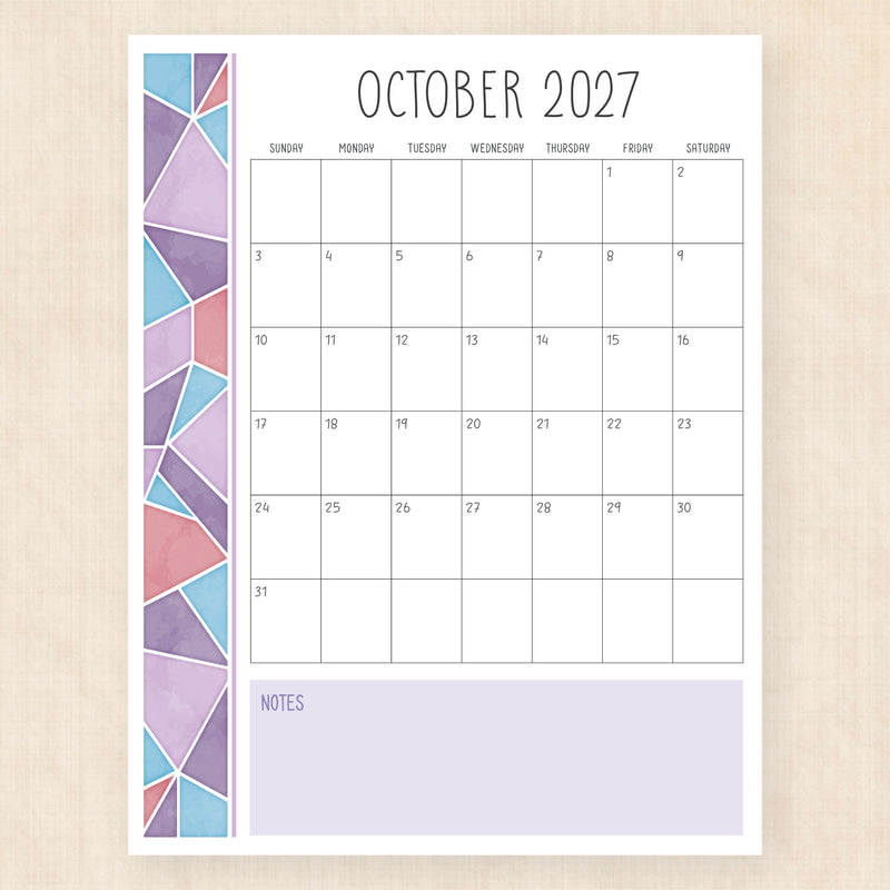 october 2027 calendar midsummer mosaic