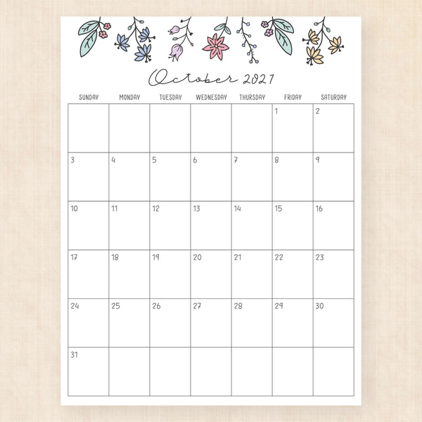 october 2027 calendar wildflower whimsy