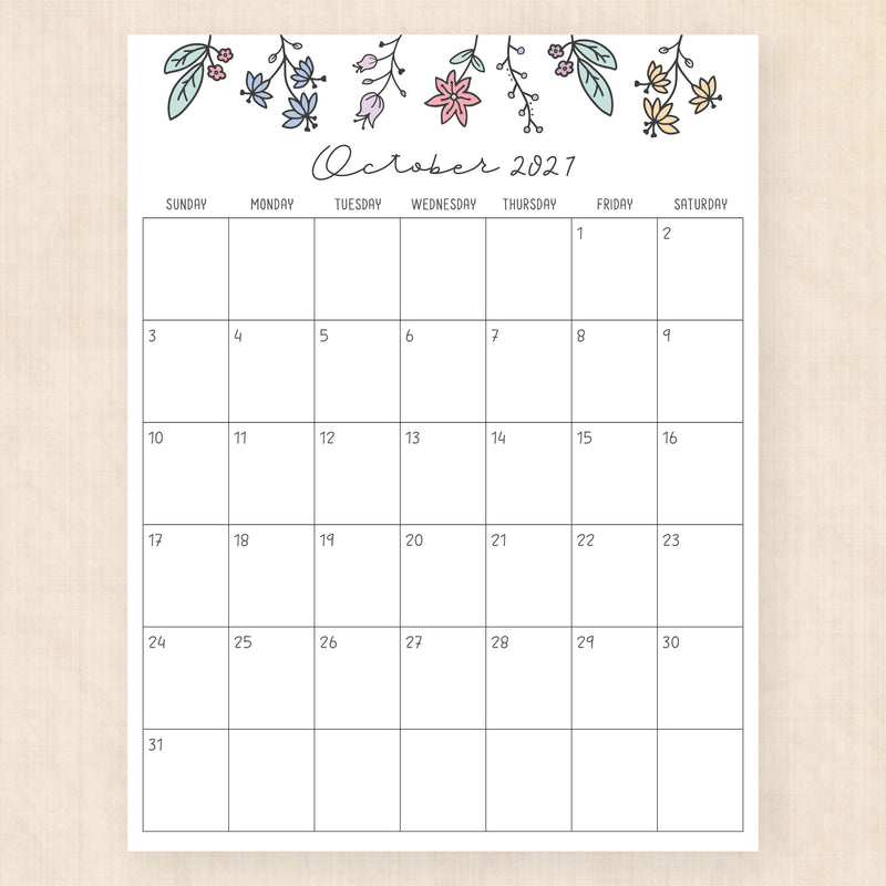 october 2027 calendar wildflower whimsy