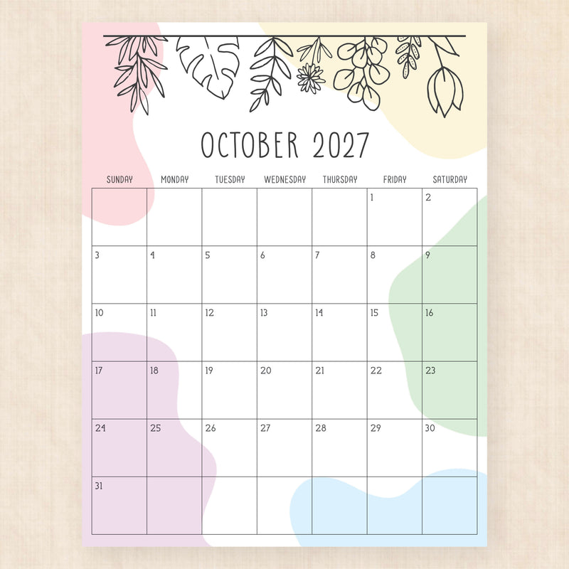 october 2027 calendar radiant rhapsody