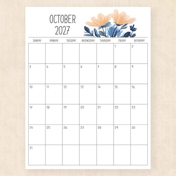october 2027 calendar royal reverie
