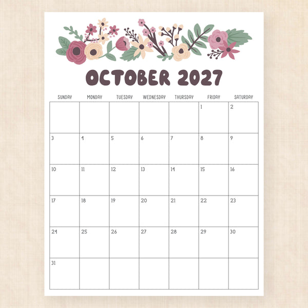 october 2027 calendar driftwood dreams