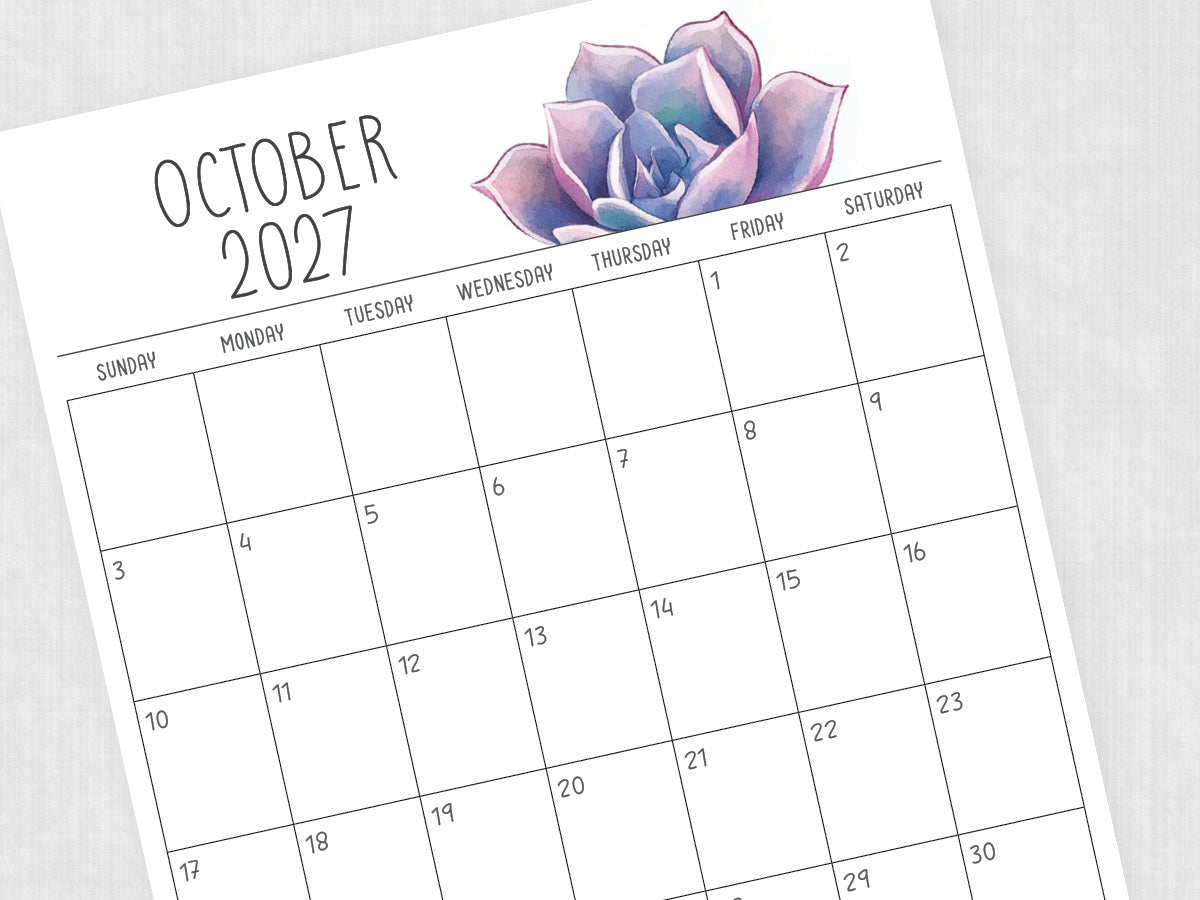 october 2027 calendar template