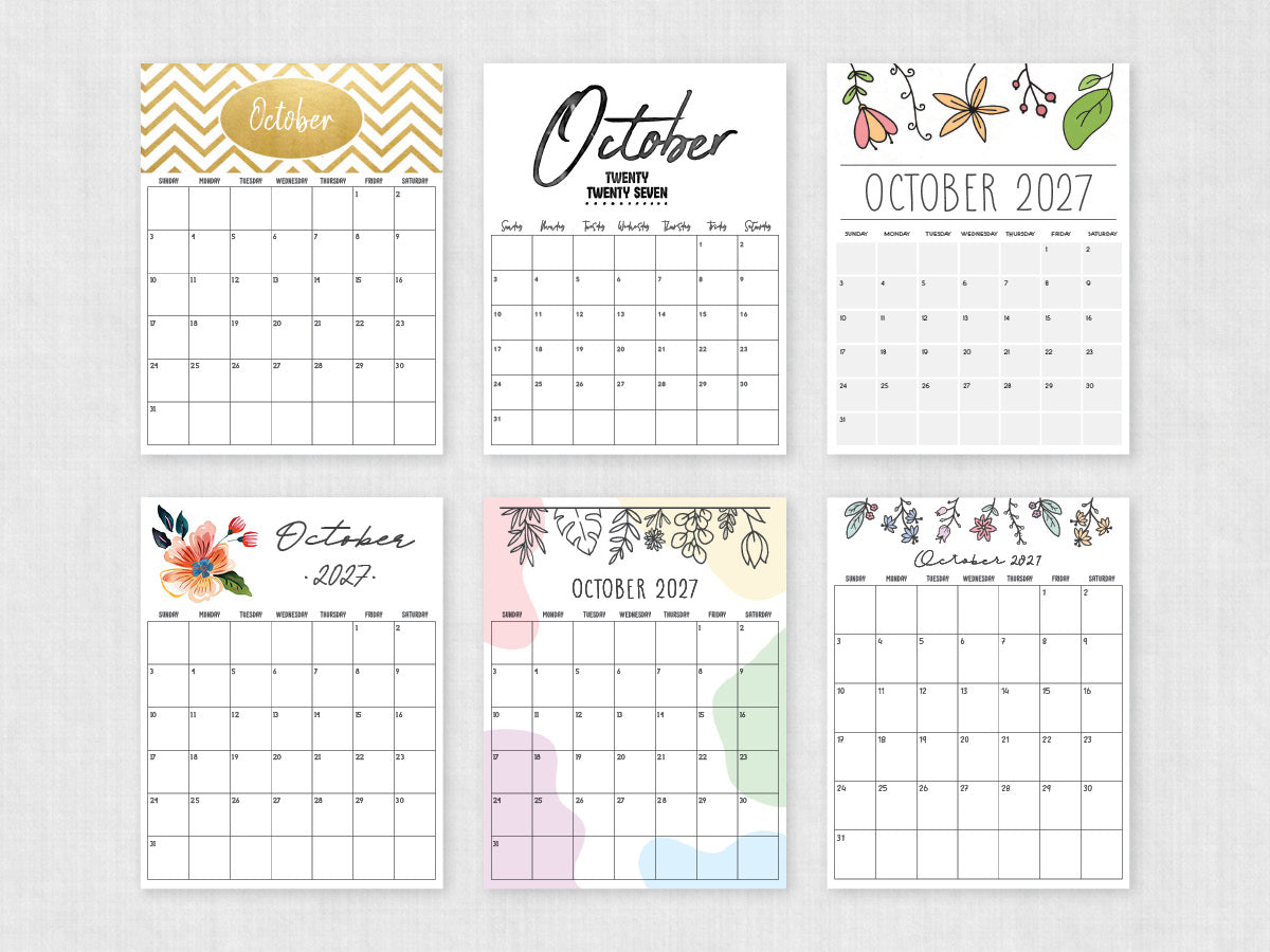 october 2027 printable calendar