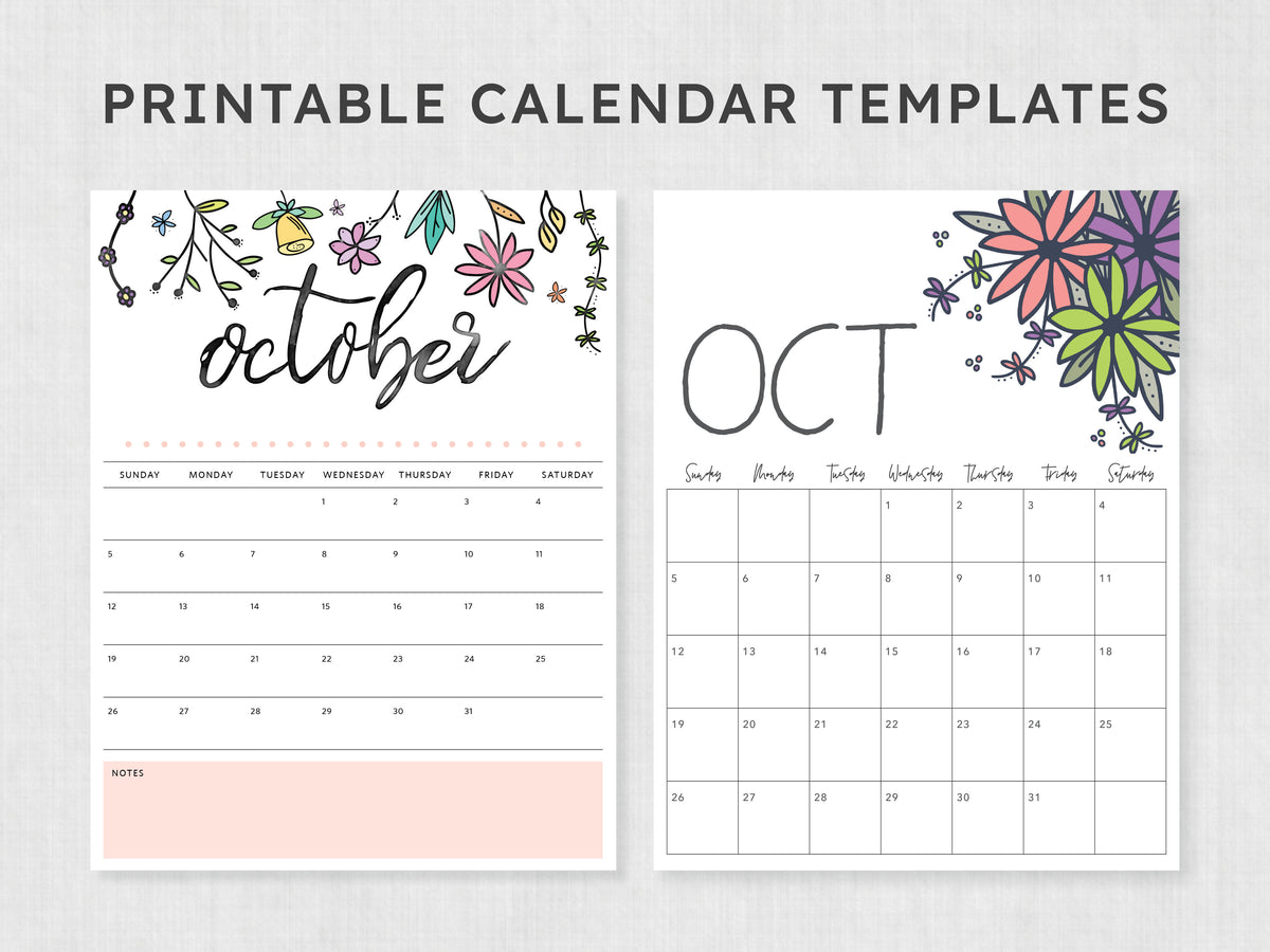 printable october calendar