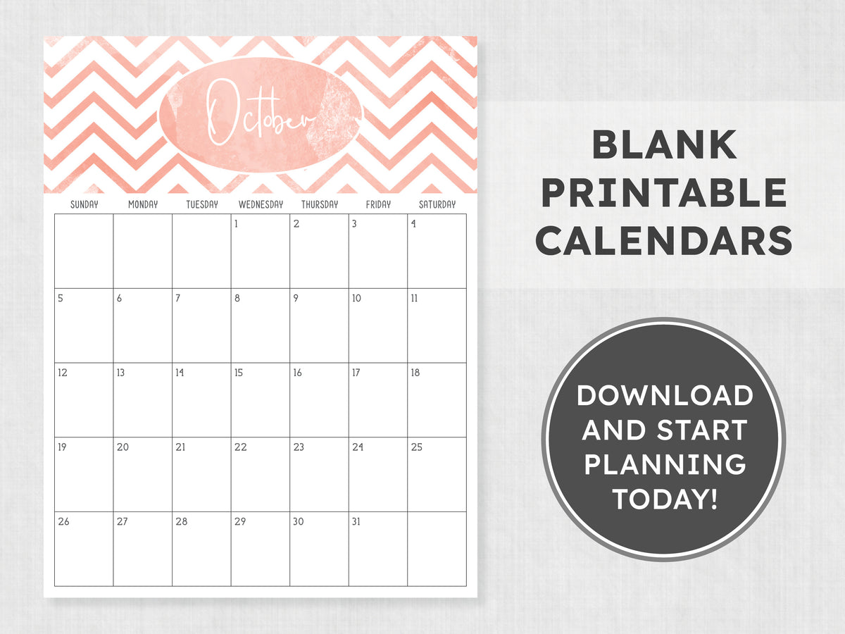 october calendar printable