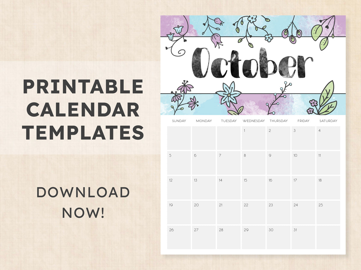 october calendar printable