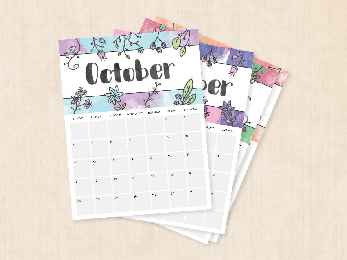 october calendar printable
