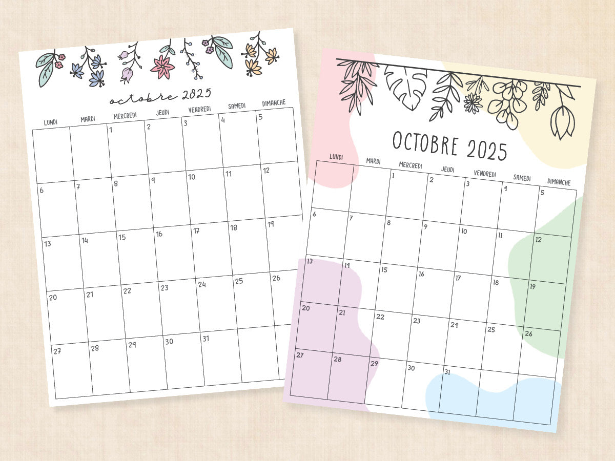 octobre 2025 calendrier pdf