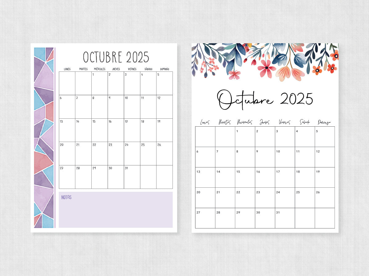 octubre 2025 calendario para imprimir