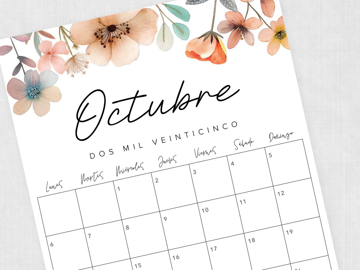 octubre 2025 calendario plantilla