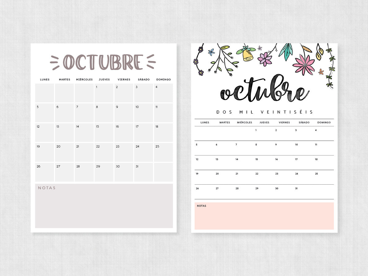 octubre 2026 calendario para imprimir