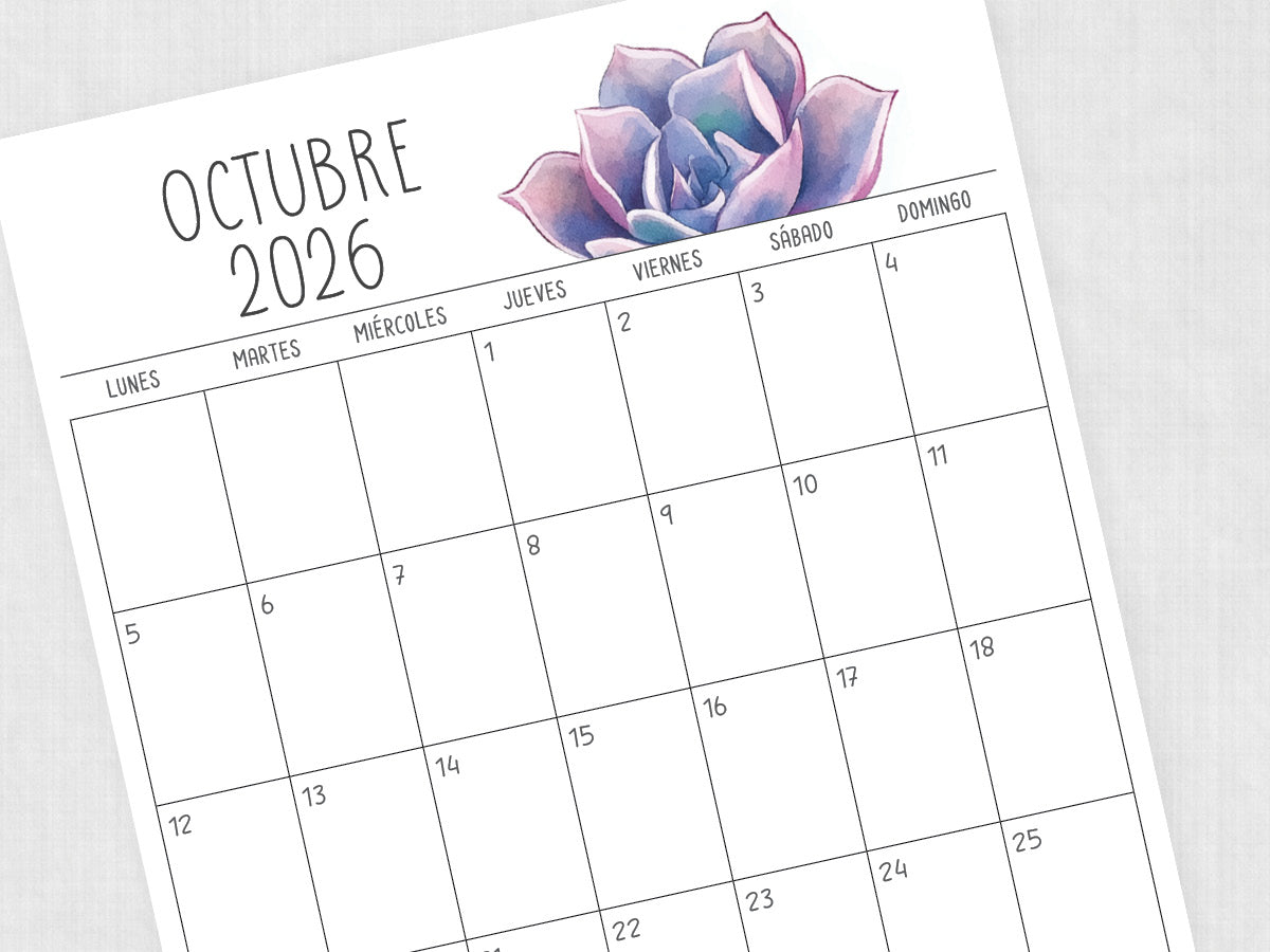 octubre 2026 calendario plantilla