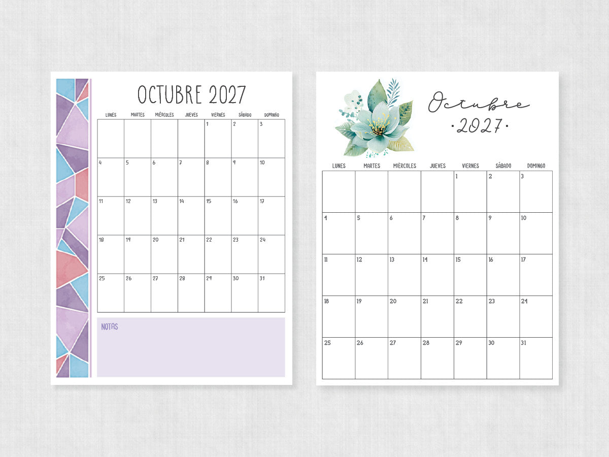 octubre 2027 calendario para imprimir