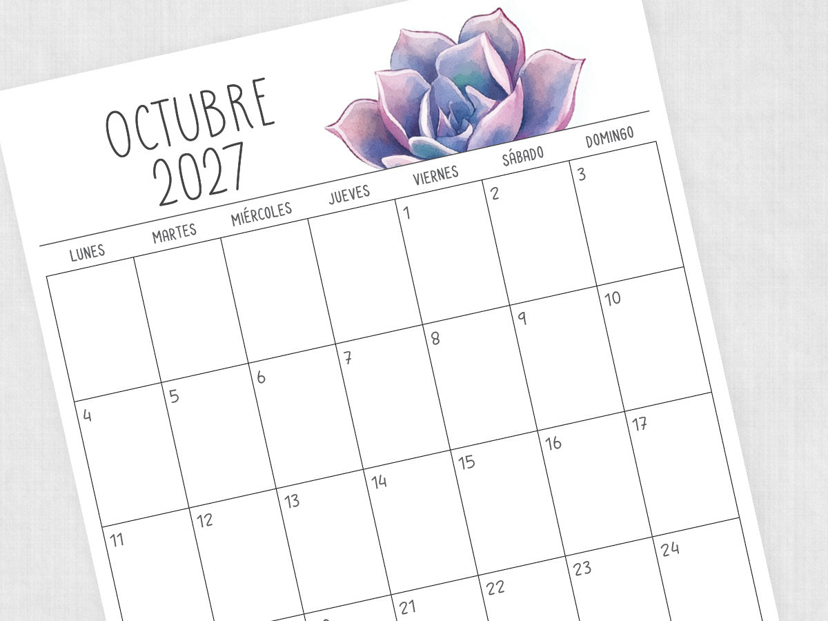 octubre 2027 calendario plantilla