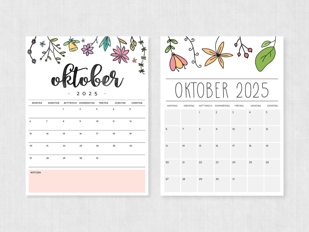 oktober 2025 kalender zum ausdrucken