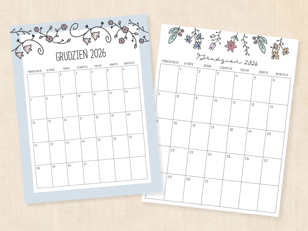 planer do druku grudzień 2026