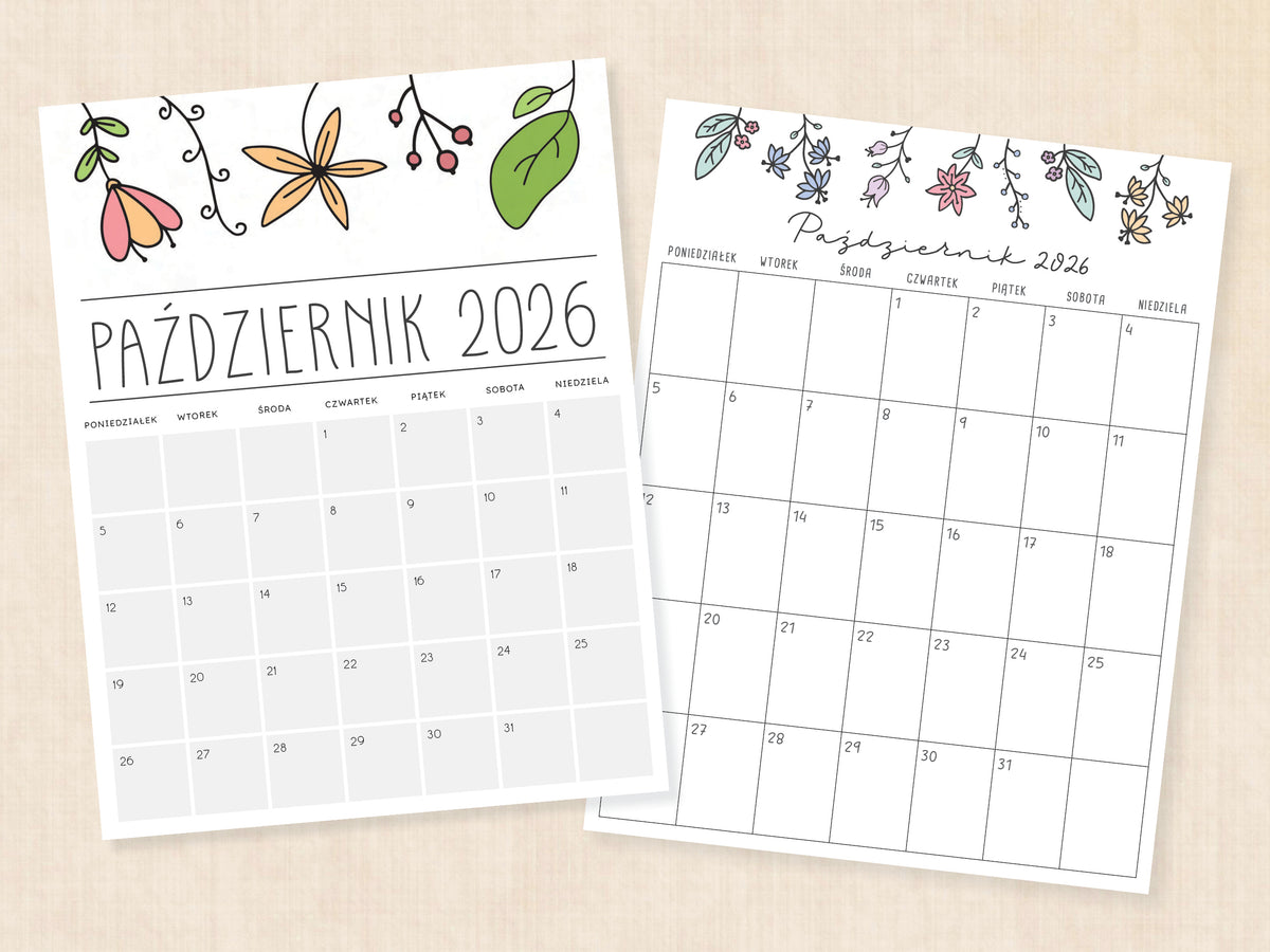 planer do druku październik 2026