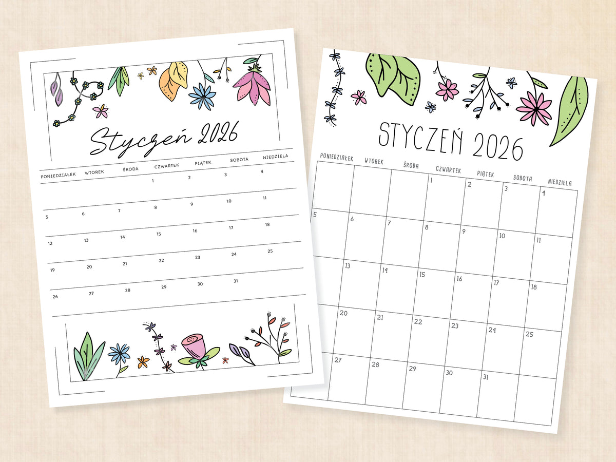 planer do druku styczeń 2026