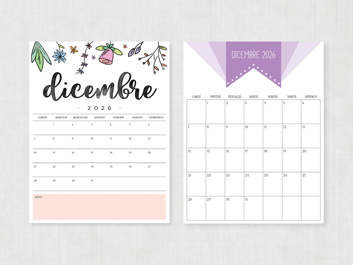 planner da stampare dicembre 2026