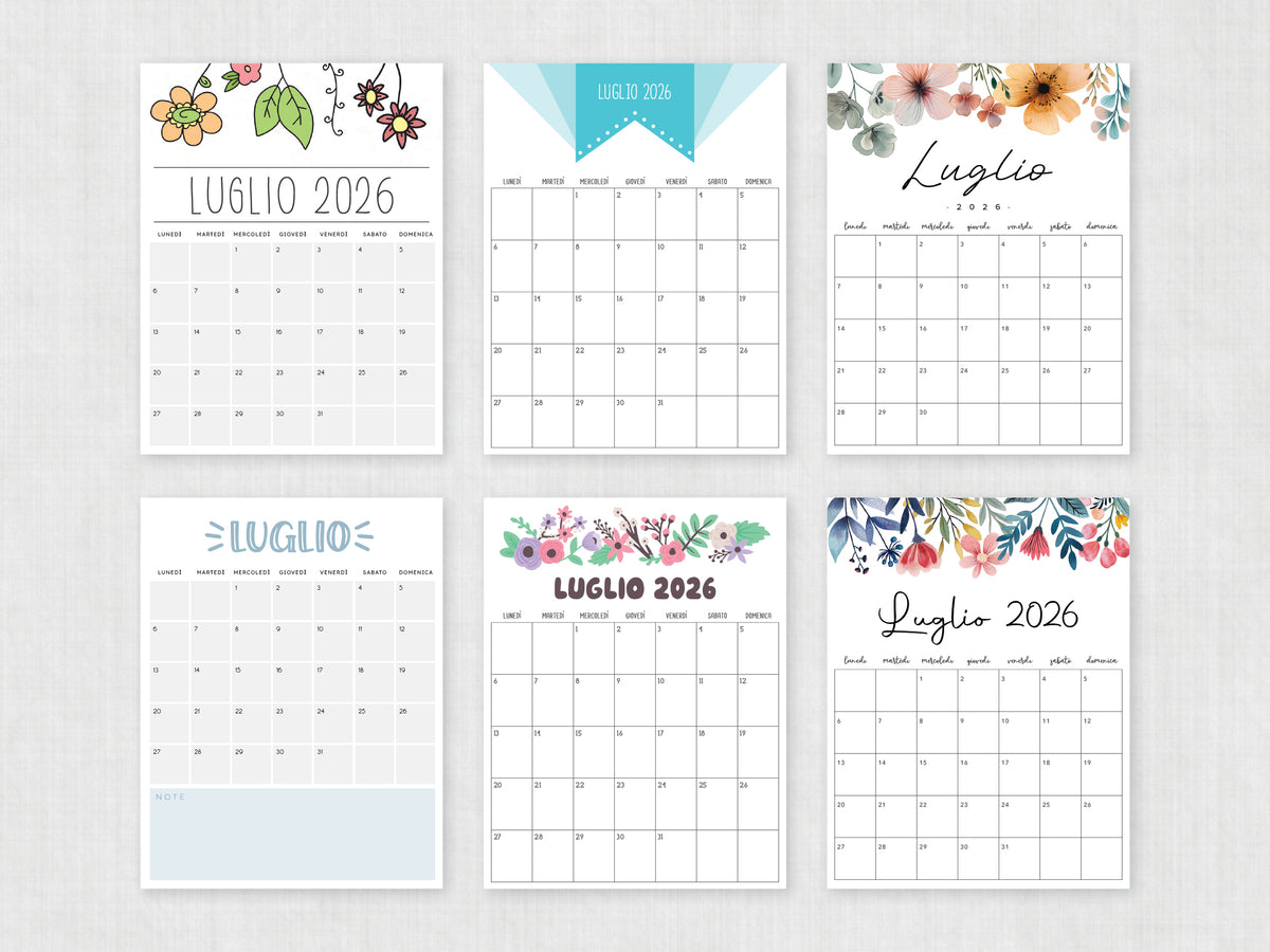 planner da stampare luglio 2026