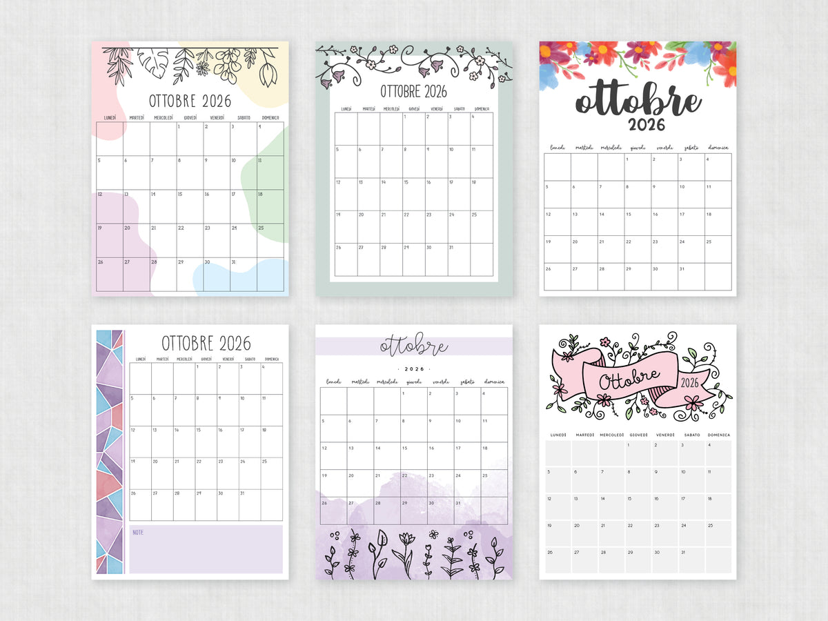 planner da stampare ottobre 2026