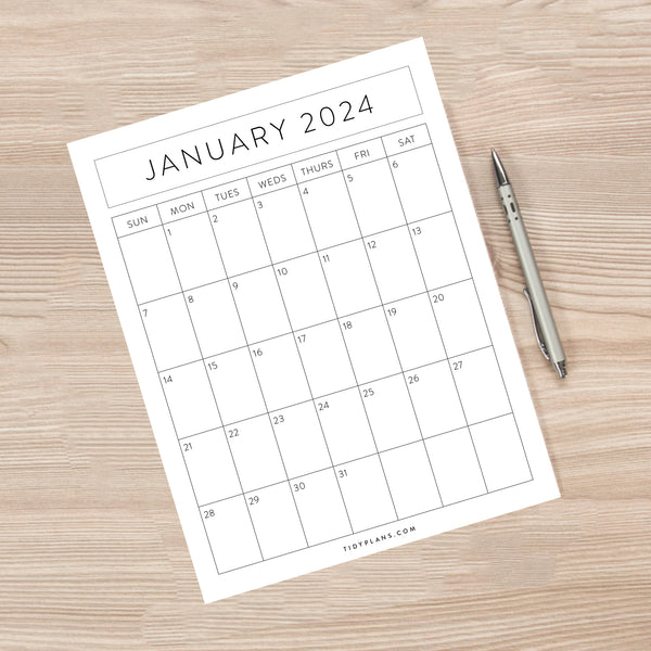 Freebie Printable 2024 Calendar · Tidy Plans