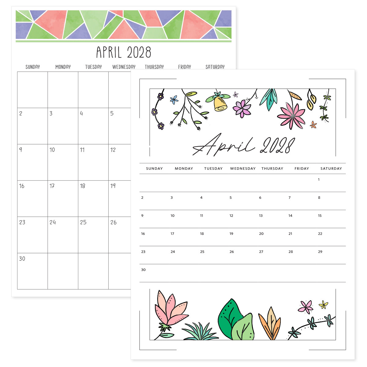 printable april 2028 calendar