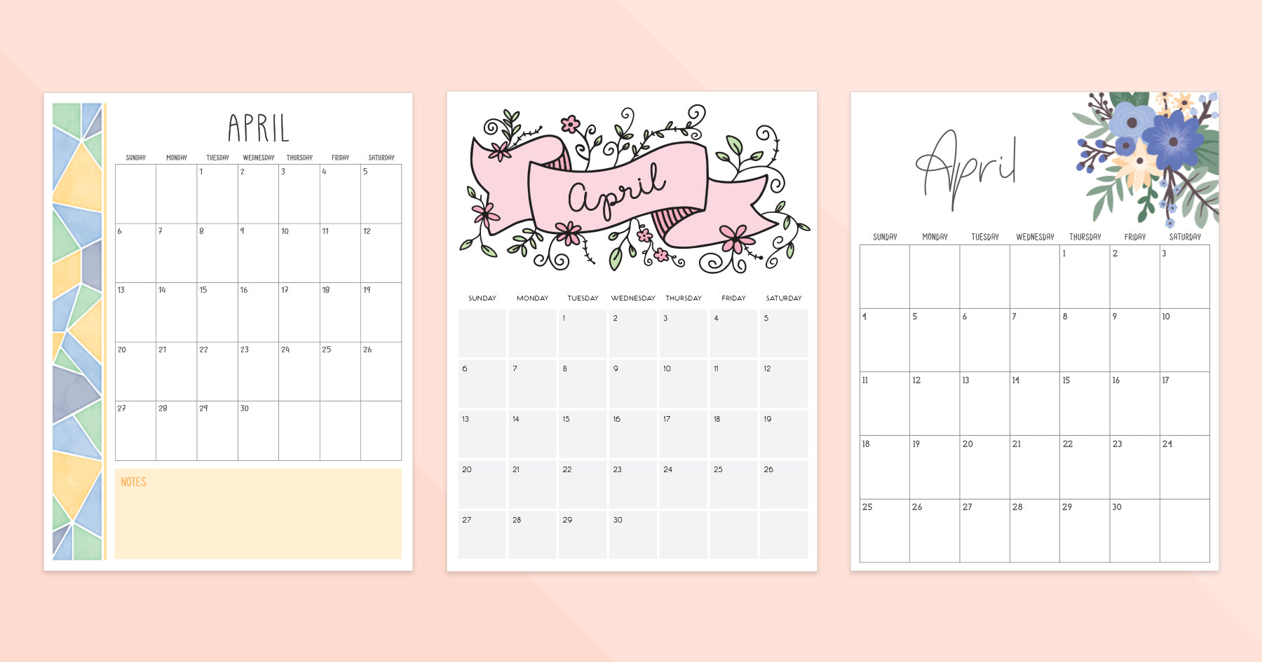 printable april calendar