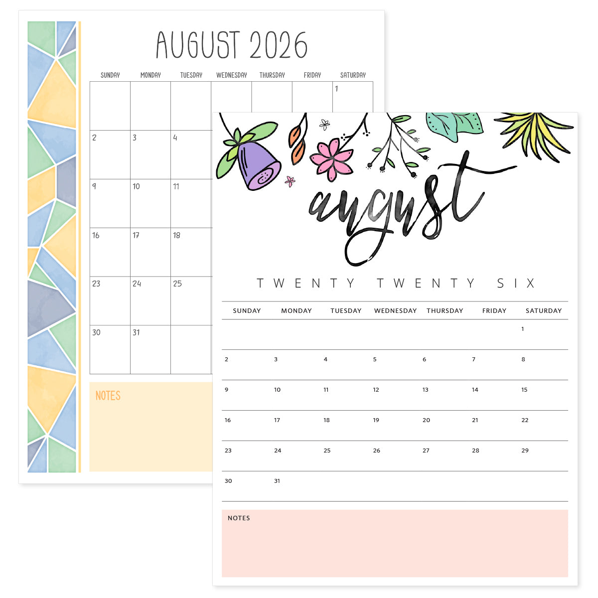 printable august 2026 calendar