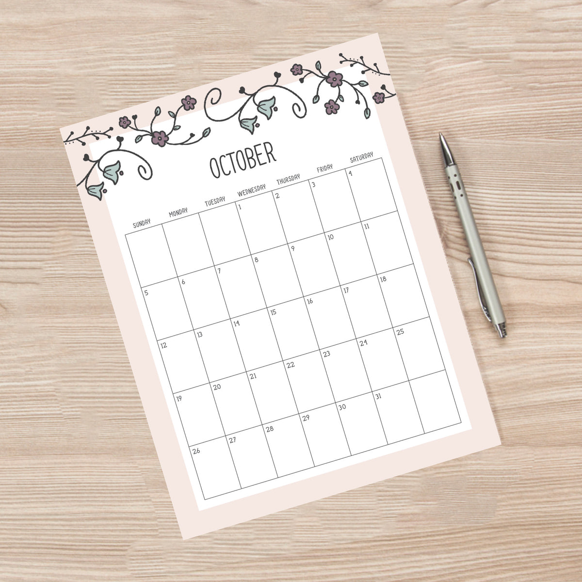Printable Calendar: Vintage Vines (2024 Edition)