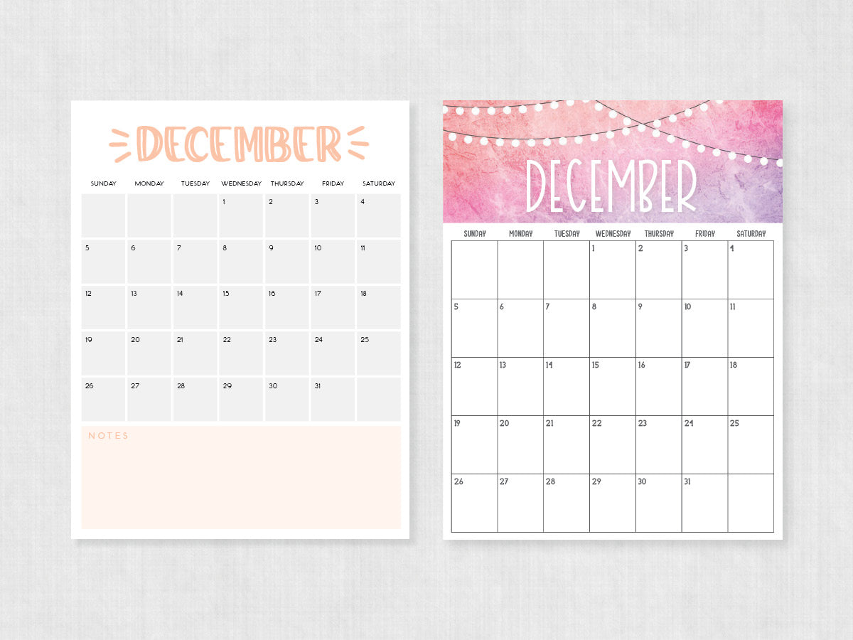 printable calendar december 2027