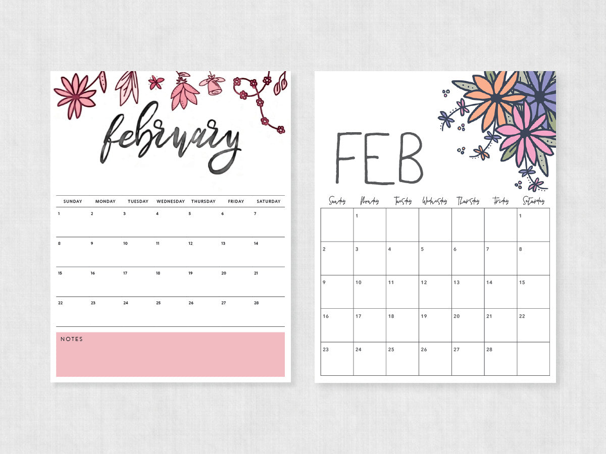 printable calendar february
