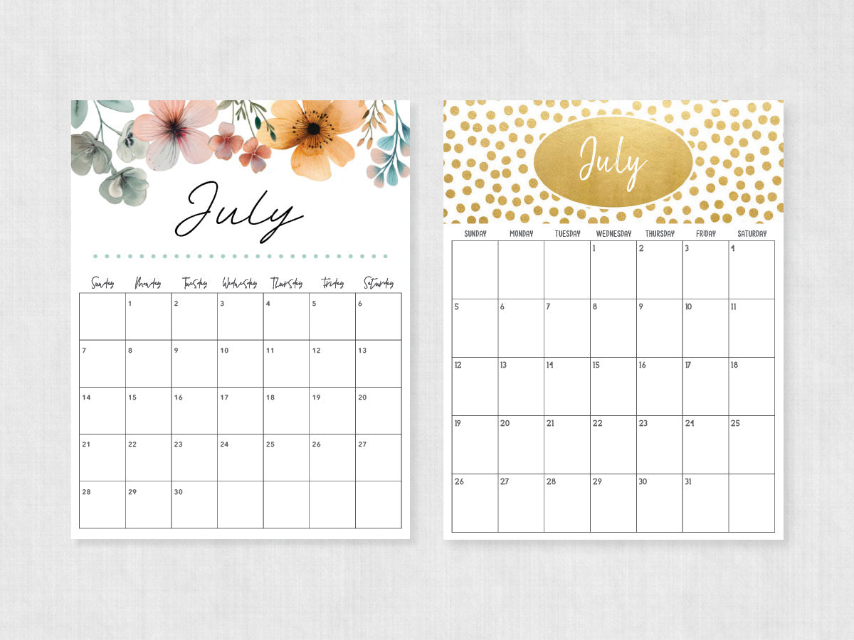 printable calendar july
