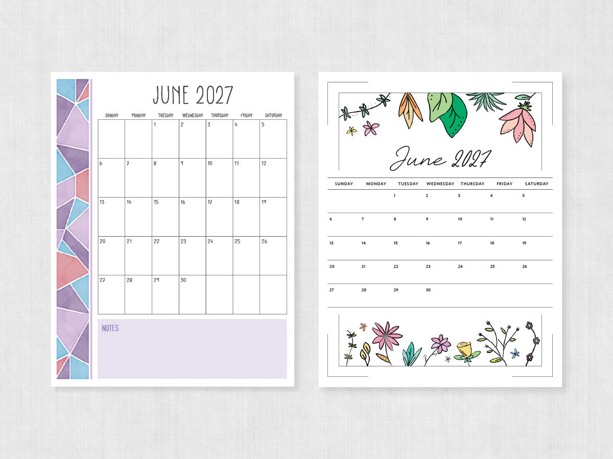 printable calendar june 2027