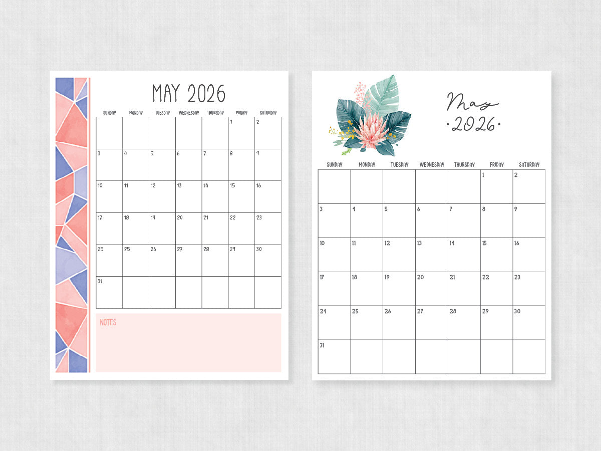 printable calendar may 2026
