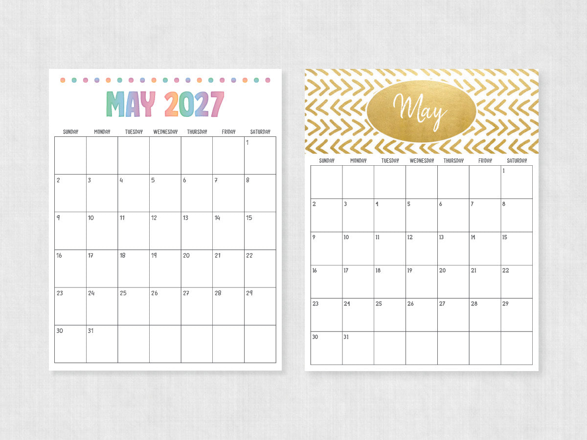 printable calendar may 2027
