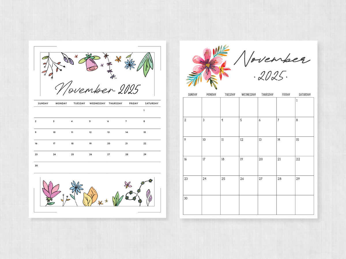 printable calendar november 2025