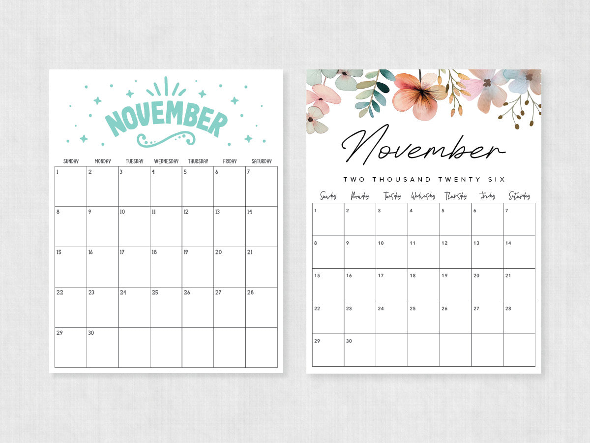 printable calendar november 2026