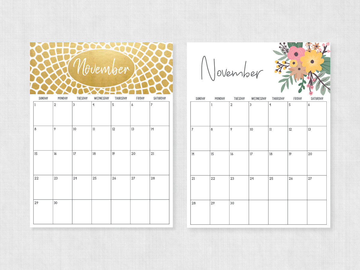 printable calendar november