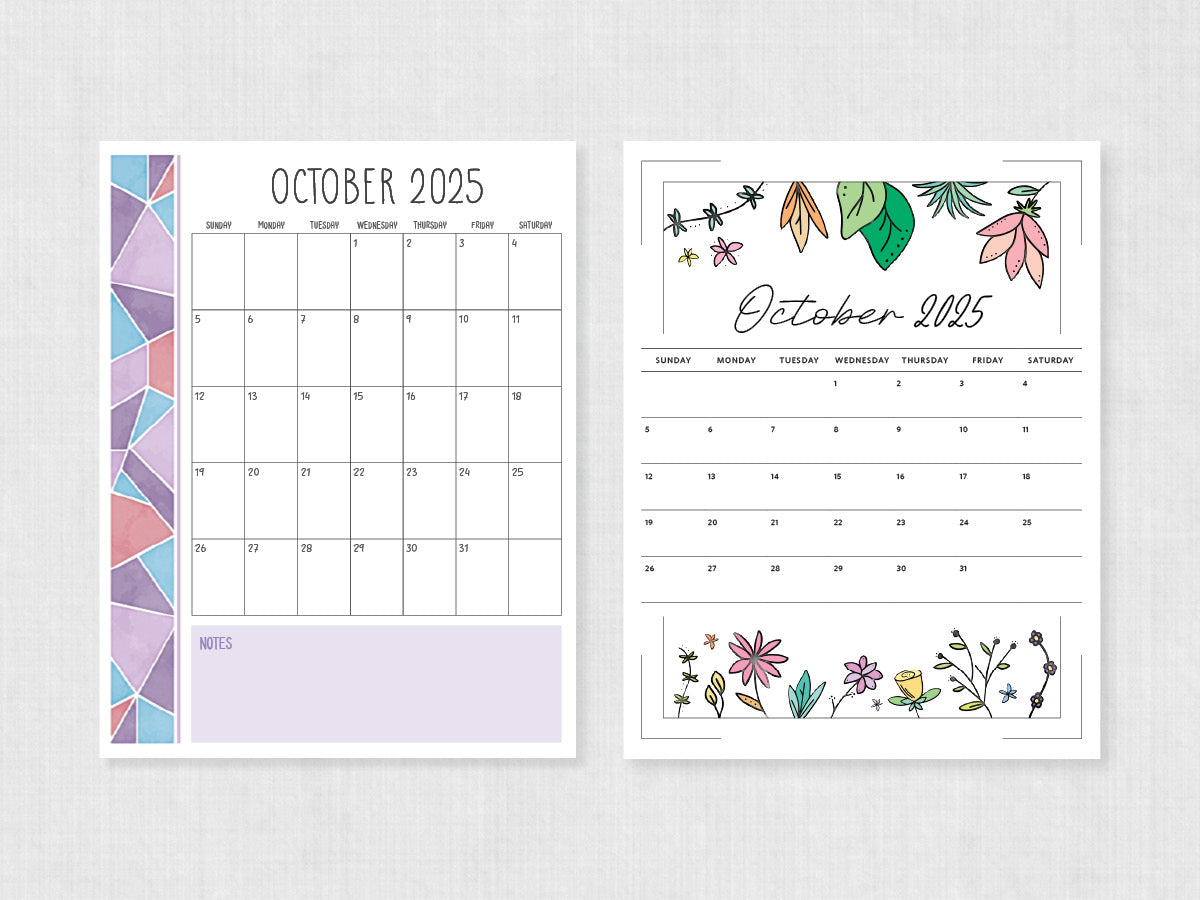 printable calendar october 2025