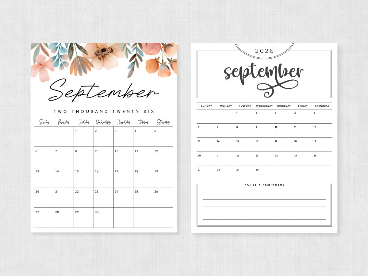 printable calendar september 2026