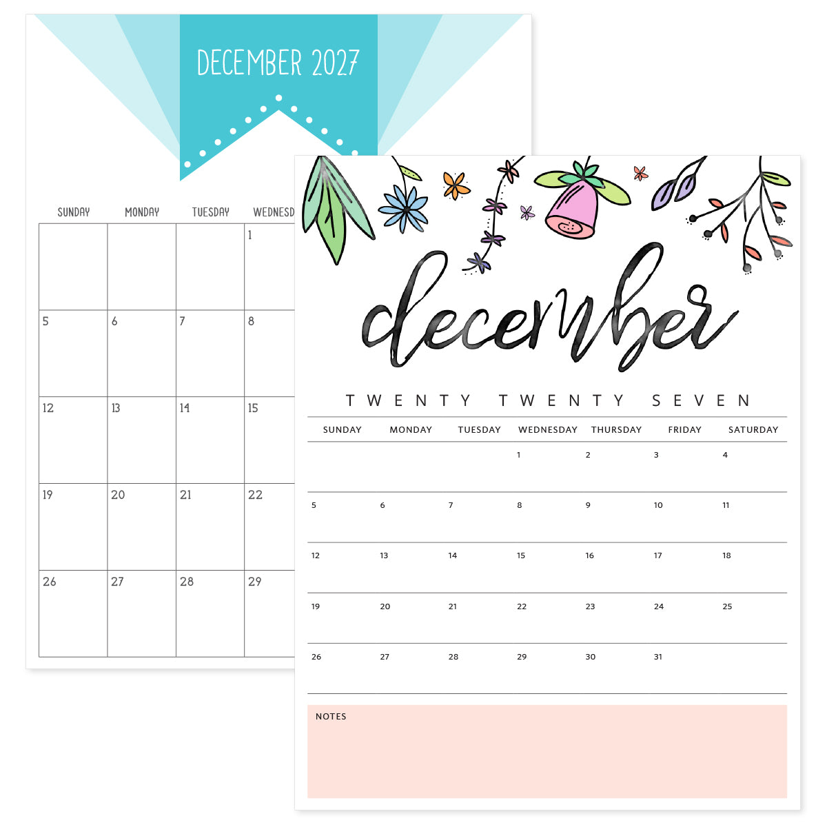 printable december 2027 calendar