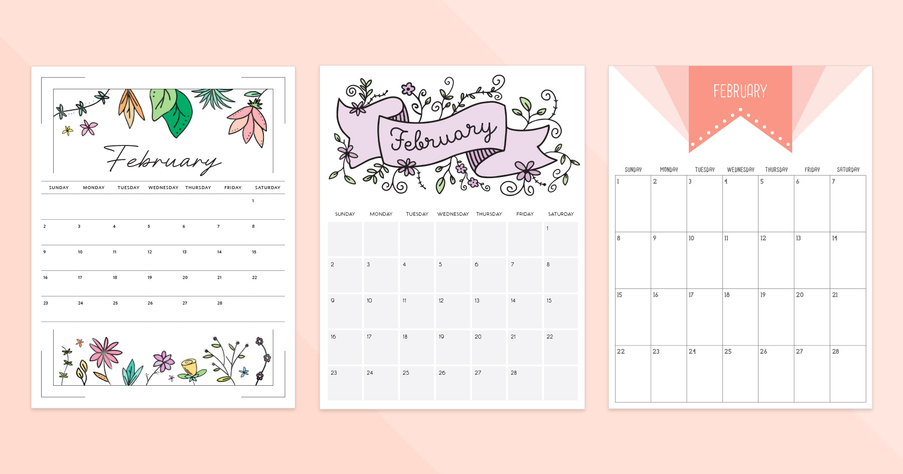 printable february calendar