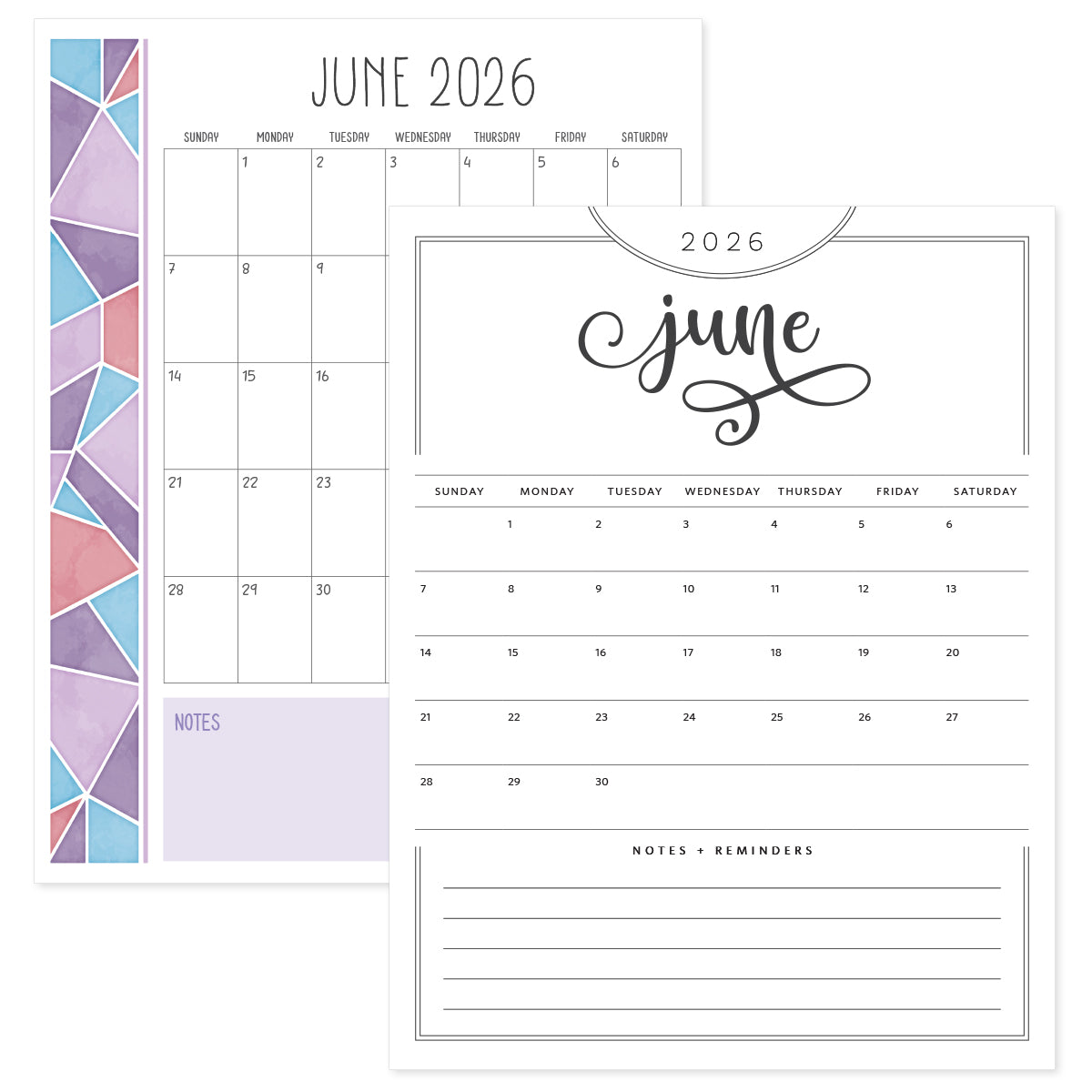 printable june 2026 calendar
