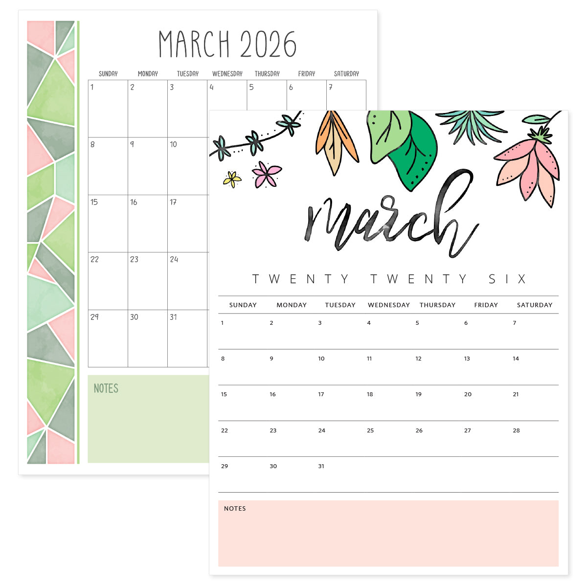 printable march 2026 calendar