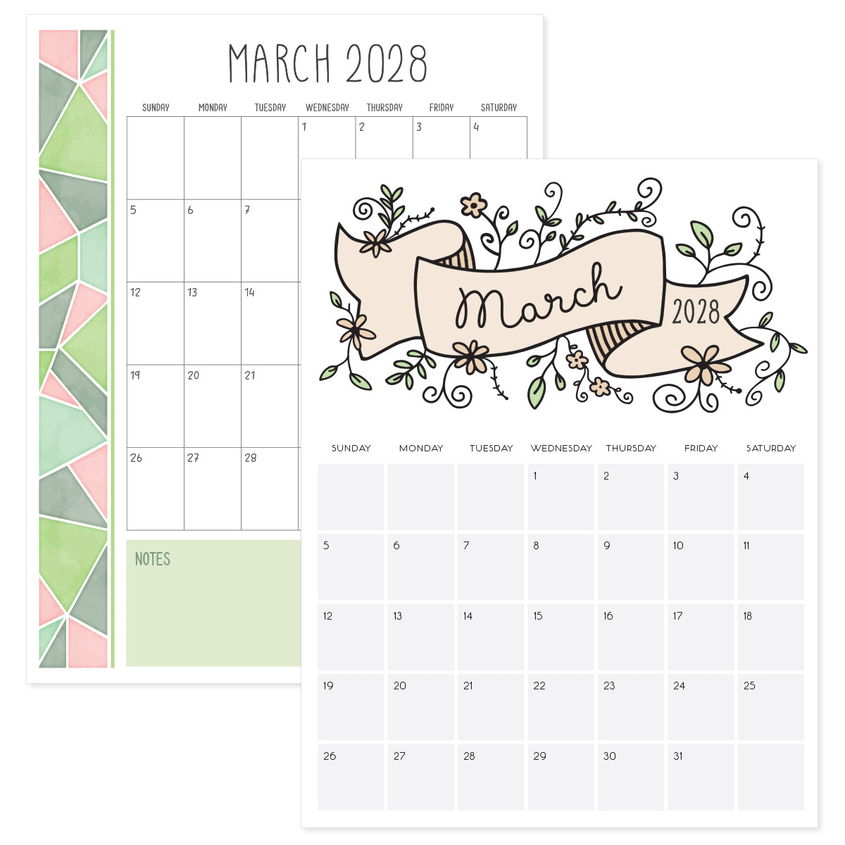 printable march 2028 calendar