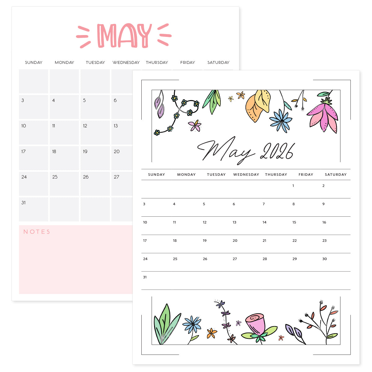 printable may 2026 calendar