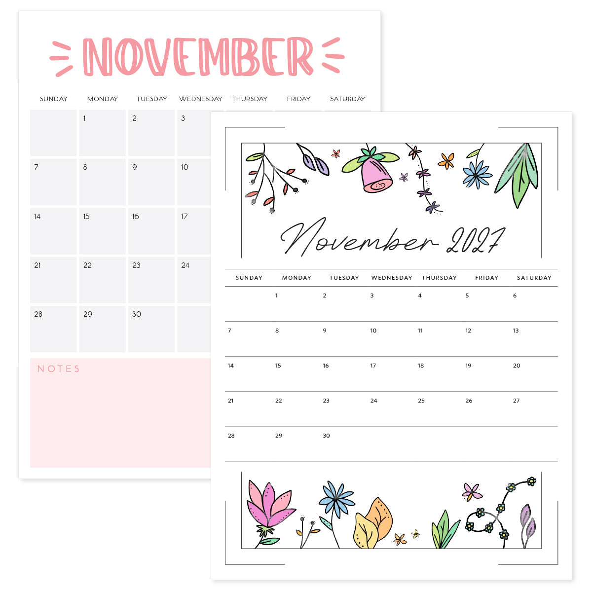 printable november 2027 calendar