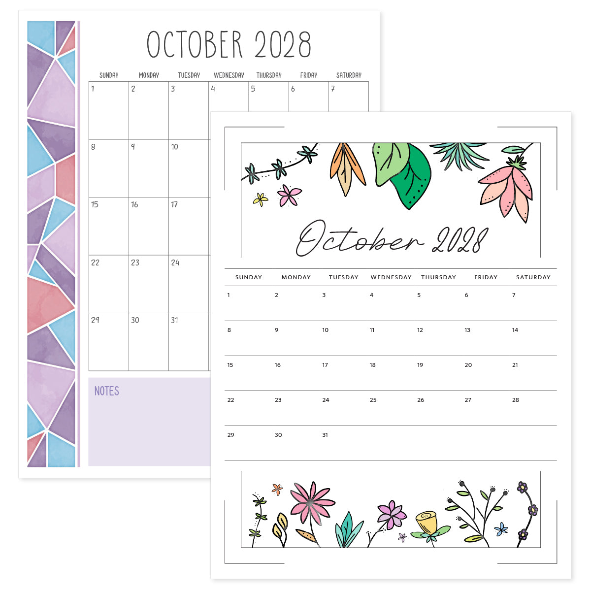 printable october 2028 calendar